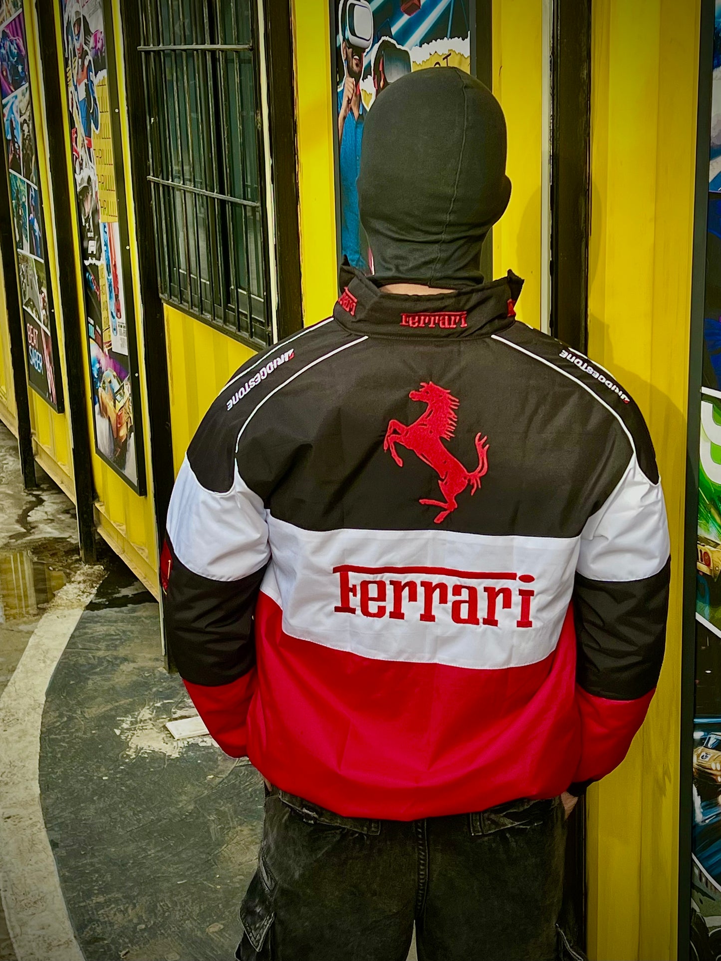 Mens Ferrari Racing Jacket Premium Embroidery Fabric