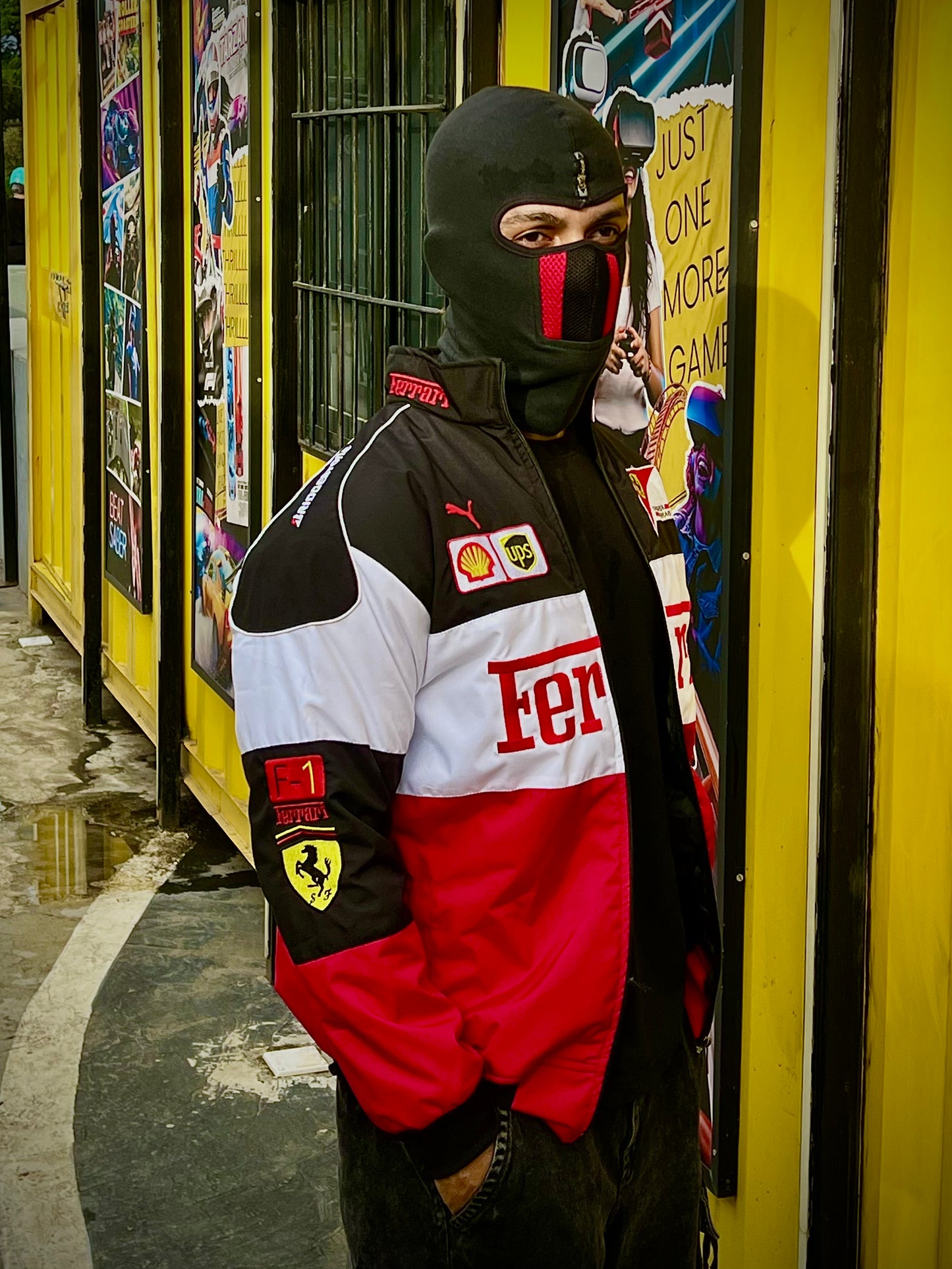 Mens Ferrari Racing Jacket Premium Embroidery Fabric