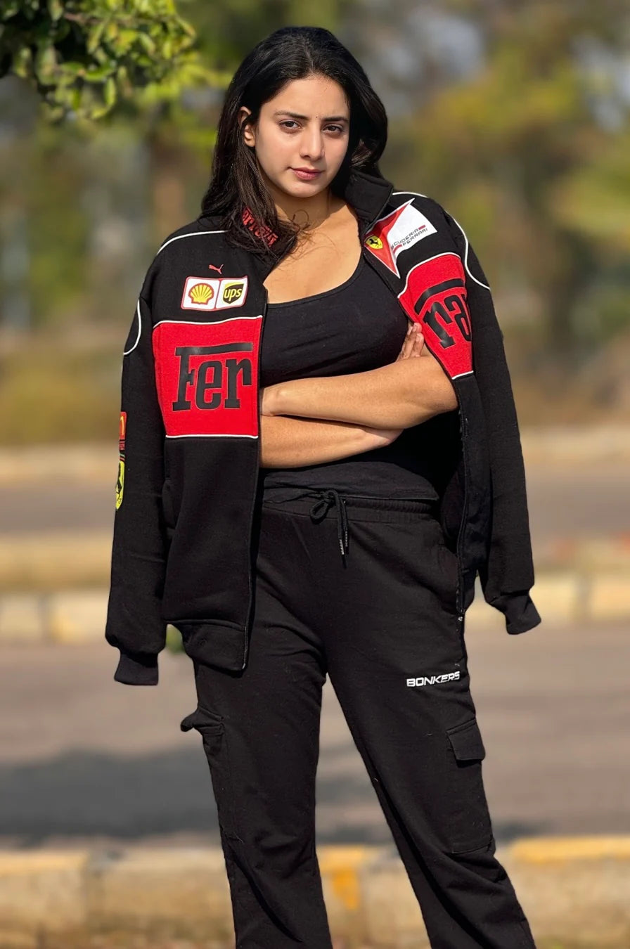 Black Ferrari F1 Jacket Vintage For Women | Rare Racing Icon Formula 1 Collectible