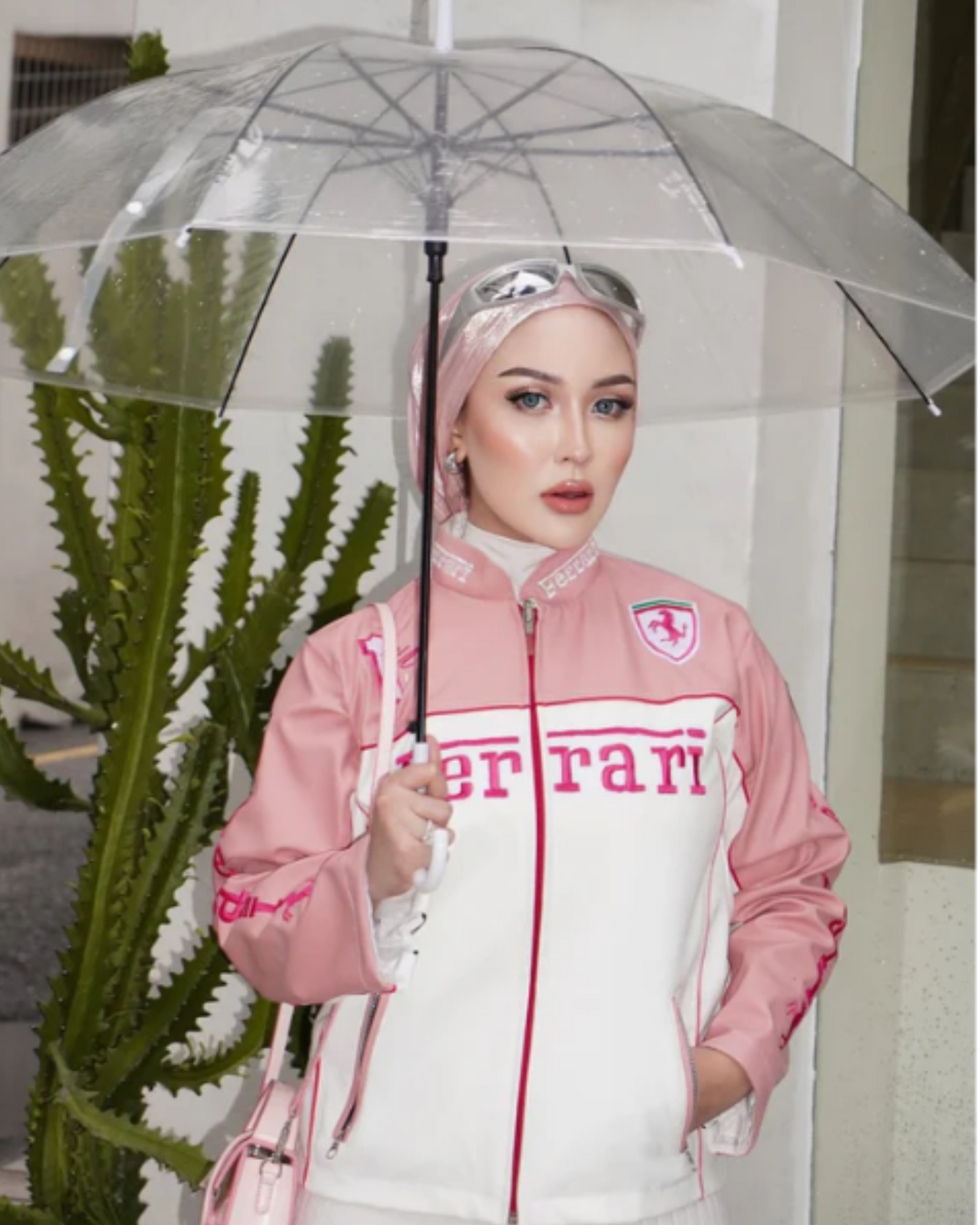 Pink Ferrari F1 Racing Leather Jacket - Luxury Motorsports Apparel