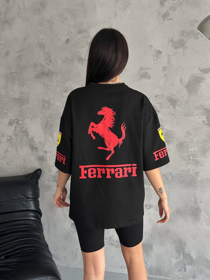 Black Ferrari Statement T-Shirt – Luxury Motorsport Streetwear Tee
