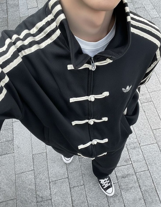 Formova black CNY jacket with premium fabric and sleek festive streetwear design