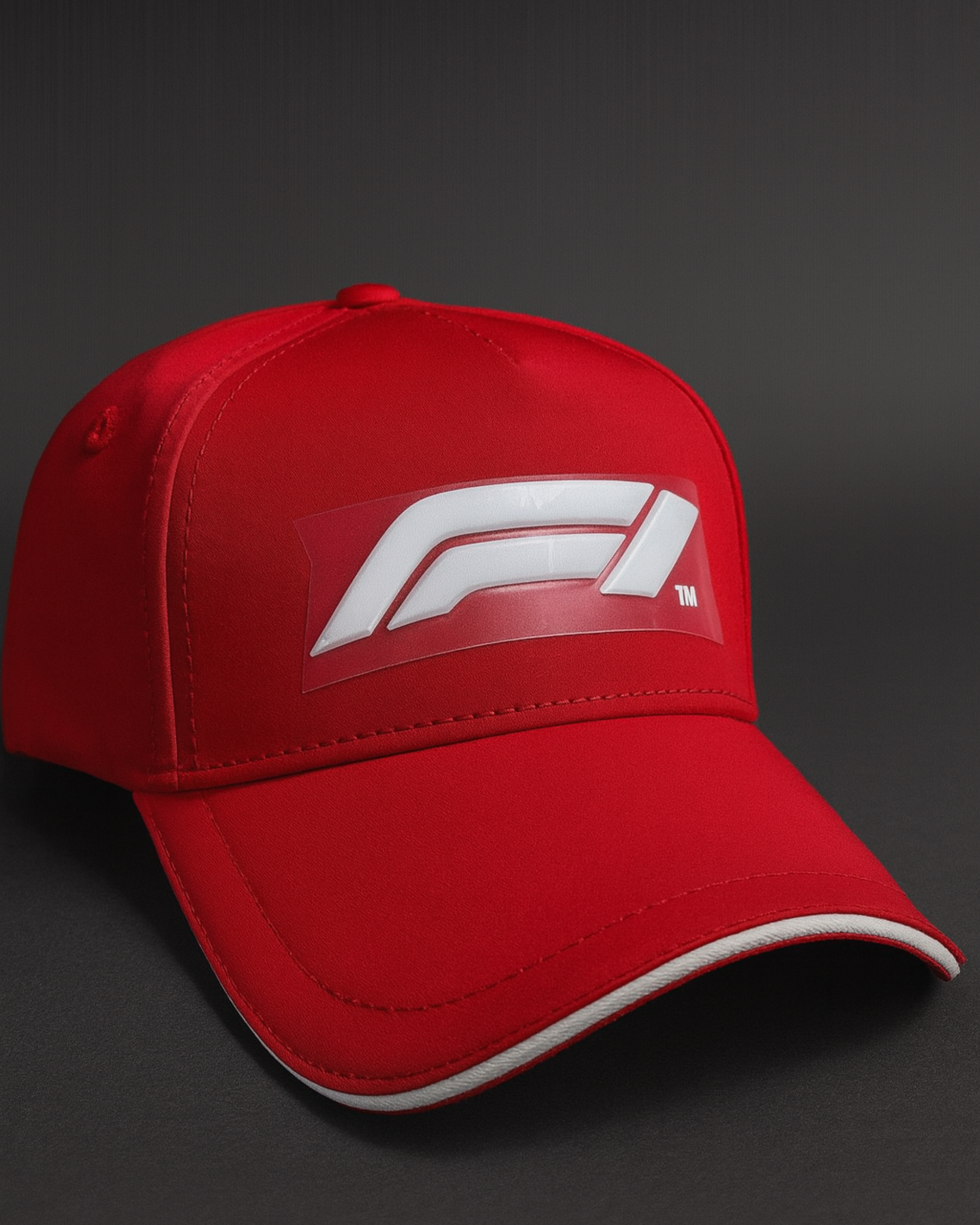 Red F1 racing cap by Formova with bold sporty design and adjustable fit
