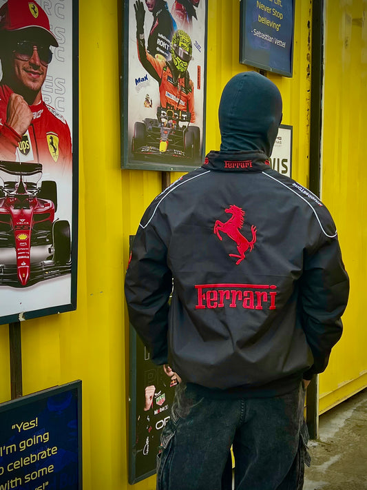 Black Ferrari F1 Racing Jacket - Vintage Racing Jacket