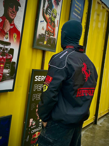 Black Ferrari F1 Racing Jacket - Vintage Racing Jacket