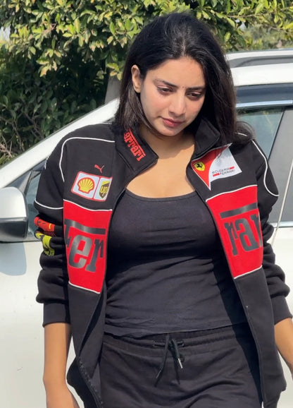 Black Ferrari F1 Jacket Vintage For Women | Rare Racing Icon Formula 1 Collectible