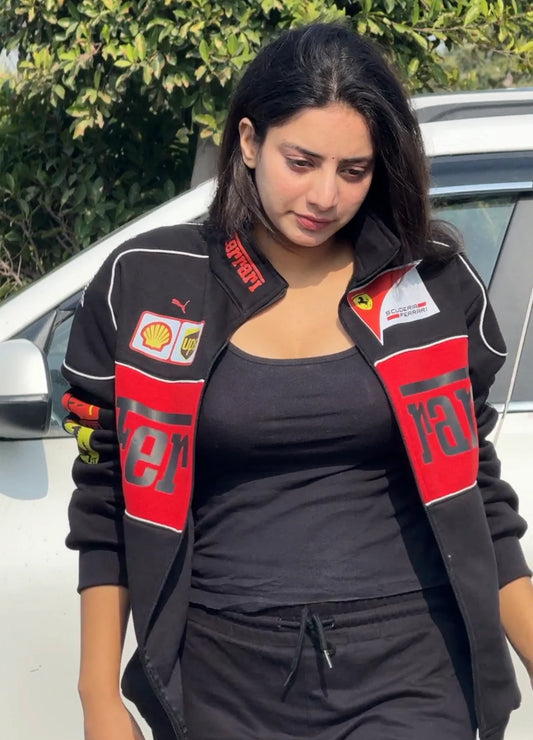 Black Ferrari F1 Jacket Vintage For Women | Rare Racing Icon Formula 1 Collectible