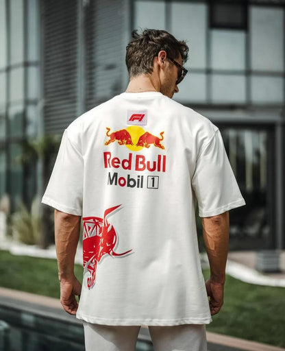 Redbull Racing White Oversized tshirts - Motorsport apparels