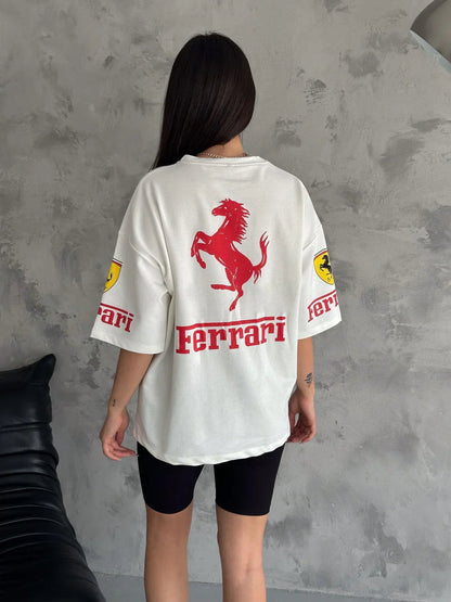 White Ferrari Scuderia Unisex T-Shirt – Premium Motorsport Classic Tee